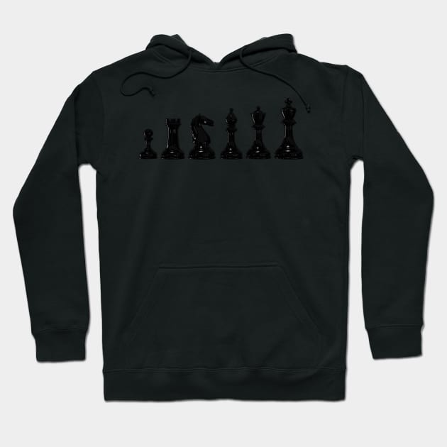 Black Chess Pieces Hoodie by PH-Design